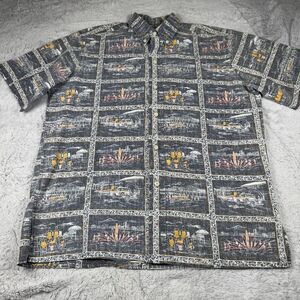 Vintage Reyn Spooner Shirt Mens Blue Hawaiian Beach Summer 90s No Tag